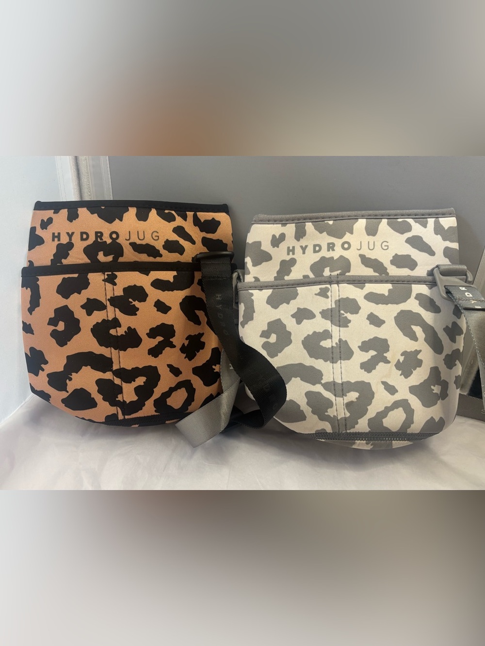 2 HydroJug Leopard Print Crossbody Bag Duo - Brown & Gray